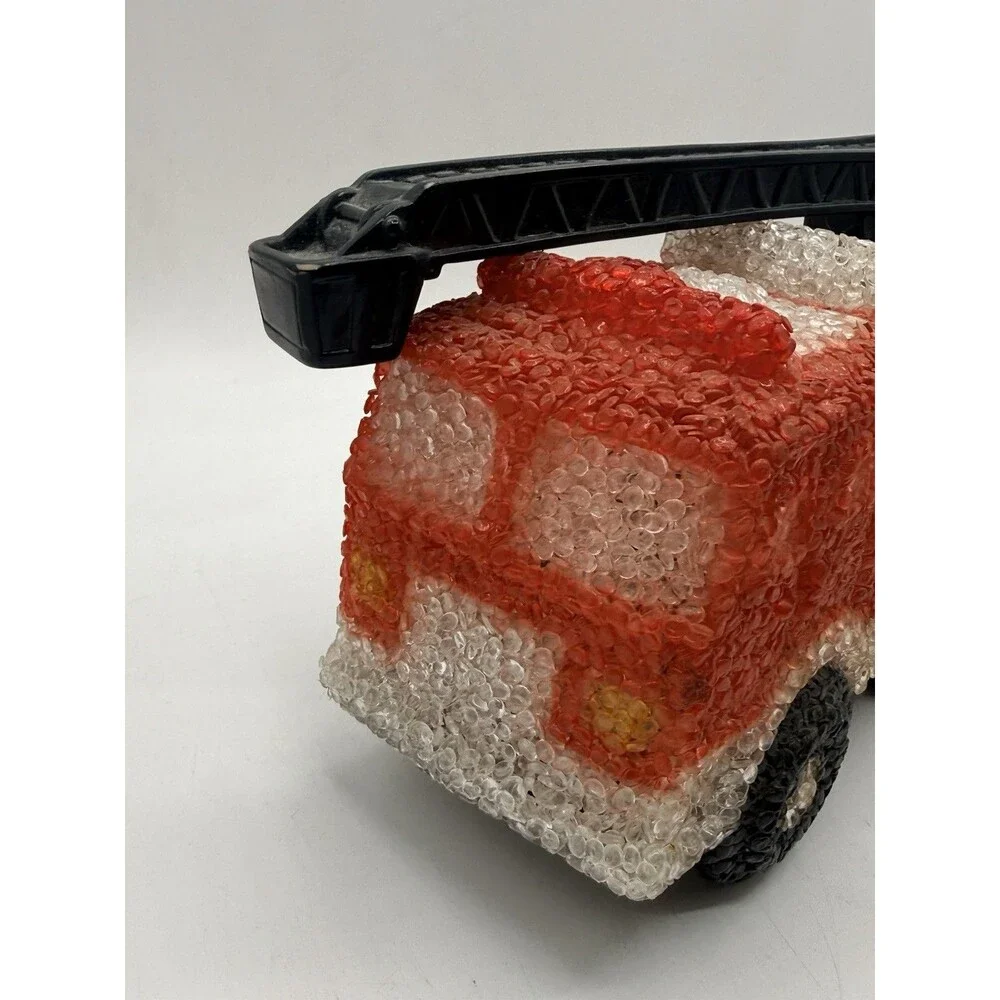 Vintage Red Ladder Fire Truck Plastic Popcorn Nightlight Table Lamp